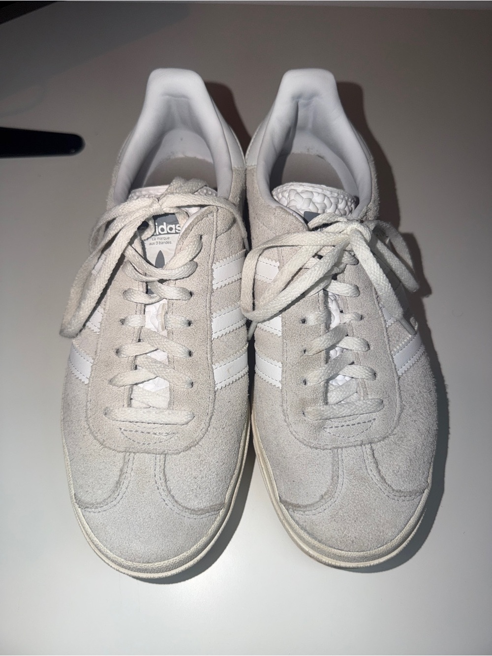 adidas Gazelle Bold Platform Sneakers - White/Light Gray Suede - Picture 5 of 14